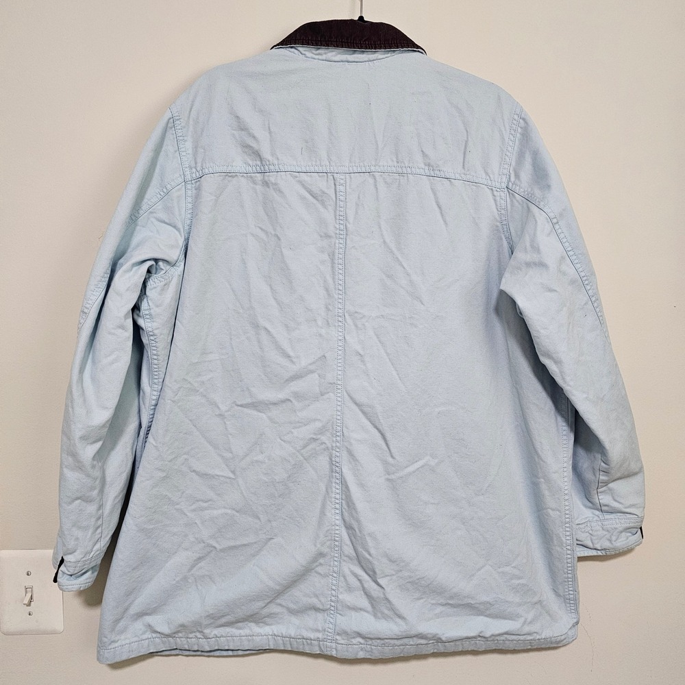 Lands End‎ Blue Barn Jacket Corduroy Collar Flannel Lined Womens 2XL Chore Coat - Picture 2 of 12